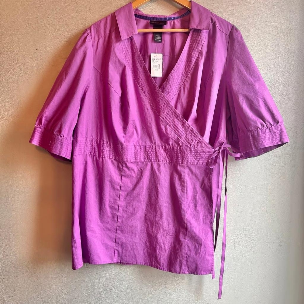 NWT Lane Bryant Purple Collared Wrap Top 18/20